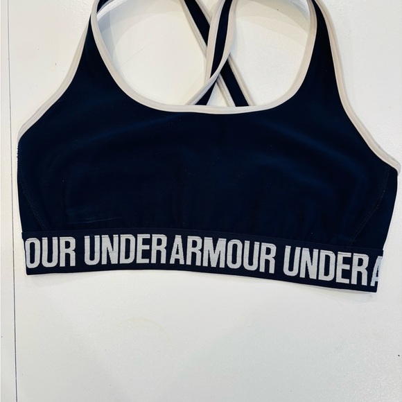 Under Armour Navy and White Sports Bra size Medium - Picture 1 of 6